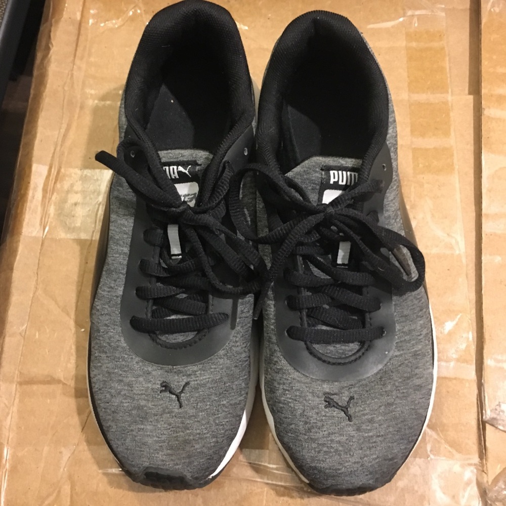 Puma black and gray athletic shoes. Very comfy